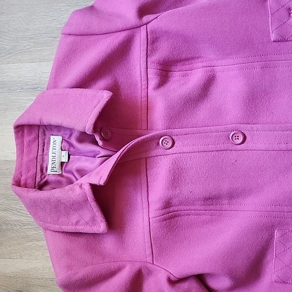 Pendleton Womens 100% Merino Wool Pink Button Down Hip Length Peacoat Sz Medium - Picture 9 of 15
